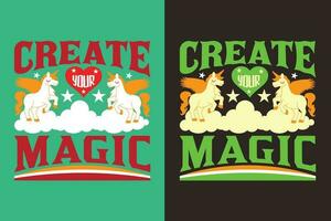 Create Your Magic, Unicorn Squad, Animal Lover Shirt, My Spirit Animal, Unicorn T-Shirt, Kids T-Shirt, Rainbow Shirt, Gift For Unicorn Lover vector