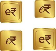 Golden gold rupee coin vector
