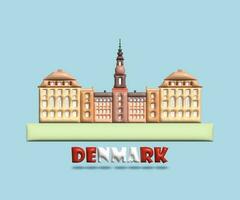 Architecture landmark in Denmark symbol and icon of copenhagen and christiansborg. vector