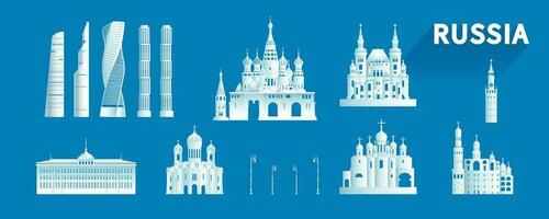 Russia isolated architecture icon set and symbol with tour europe. vector