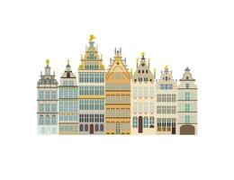 Travel landmark Belgium architecture Great Market Square The Grote Market of Antwerp. vector