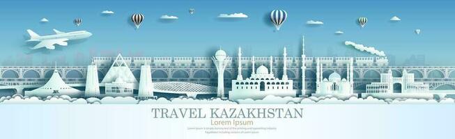 Kazakhstan architecture travel landmarks of Astana and Nur-Sultan famous and popular. vector