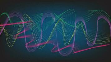 Grid of vector abstract graphic light patterns.Digital frequency Curved wavy line,smooth stripe. modern background and modern neon waves style.