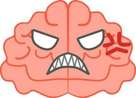 Brain angry mood vector image illustration. Perfect for mental health education purpose.