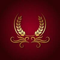 Gold laurel wreath on a red background. - Vector. vector