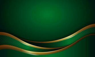 Luxury background dynamic shape green with shiny golden line. - Vector. vector