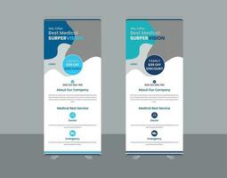 Modern Roll Up Banner Design Template For Medical Hospital . vector