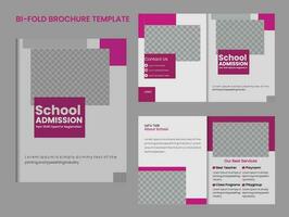 Corporate bi fold school admission brochure design template in a4 format. Premium Vector