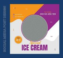 Super delicious ice cream social media banner promotional post or discount offer post design template vector