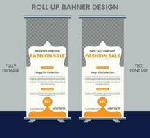 Roll Up Banner Design Template For Fashion Sale vector