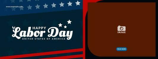 Happy Labor Day banner. Template design with american flag decoration, celebrating USA workers. vector