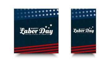 Happy Labor Day social media. Template design with american flag decoration, celebrating USA workers. vector