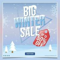 winter sale background social media post template vector