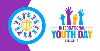 12 August International Youth Day background template. Holiday concept. background, banner, placard, card, and poster design template with text inscription and standard color. vector illustration.