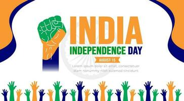 15 agosto India independencia día antecedentes modelo. fiesta concepto. fondo, bandera, cartel, tarjeta, y póster diseño modelo con texto inscripción y estándar color. vector ilustración.