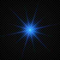 Light effect of lens flares. Blue glowing lights starburst effects with sparkles vector
