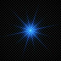 Light effect of lens flares. Blue glowing lights starburst effects with sparkles vector