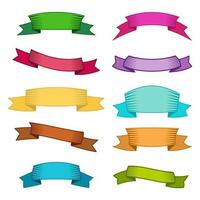 Set of ten multicolor ribbons and banners for web design. Great design element isolated on white background. Vector illustration.