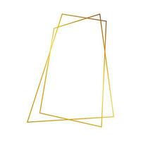 Gold geometric polygonal frame with shining effects isolated on white background. Empty glowing art deco backdrop. Vector illustration.
