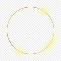 Gold glowing circle frame isolated on background. Shiny frame with glowing effects. Vector illustration.