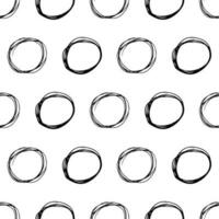 Seamless pattern with black sketch hand drawn brush scribble circles shape on white background. Abstract grunge texture. Vector illustration