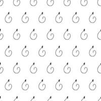 Seamless pattern with black pencil brushstrokes in abstract shapes on white background. Vector illustration