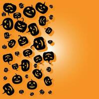 A Halloween background with jack-o-lanterns, bats, and crows. vector