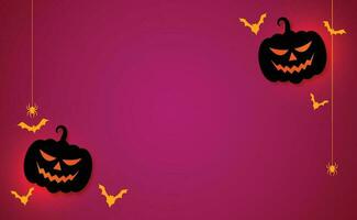 A Halloween background with jack-o-lanterns, bats, and crows. vector