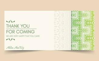 Green thank you wedding card vector