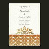 Elegant wedding invitation with pattern motif vector