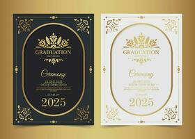 Elegant graduation invitation template with ornament vector