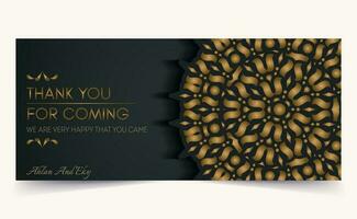 Luxury mandala thank you wedding card vector