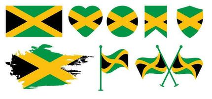 Jamaica bandera vector diseño colocar. jamaicano bandera diseño con amor icono y cepillo vector diseño.