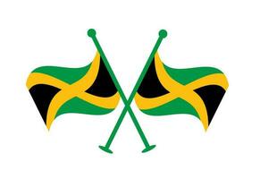 Jamaica cross flag design. Illustration of crossed Jamaican flags. Design element for poster, card, banner, background, sign. vector