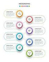 Business information. Business presentation. Timeline infographic 8 steps to success. Vector illustration.