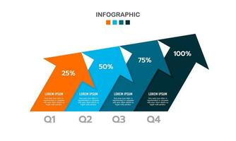 4-quarter growth with arrows template. Business presentation. Vector illustrator.