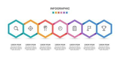 cronograma infografía 7 7 pasos a éxito. negocio presentación. vector ilustración.