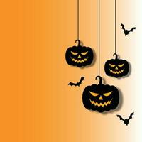 A Halloween background with jack-o-lanterns, bats, and crows. vector