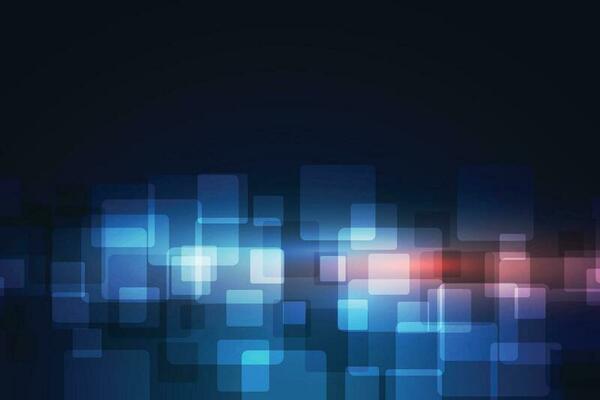 Abstract geometric background with blue 3d flying cubes. Modern abstract business template with 3d blue cube on blue background. Vector illustration EPS10