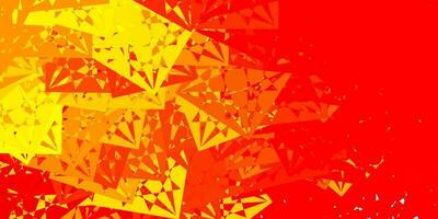 textura de vector rojo, amarillo claro con triángulos al azar.