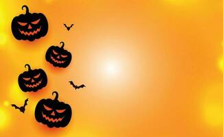 A Halloween background with jack-o-lanterns, bats, and crows. vector