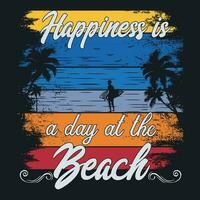 felicidad un día a el playa vector