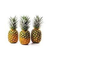 Ripe pineapples isolated on a white background with copy space. ai generated photo