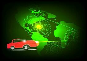 Electric car technology futuristic  global network engineering abstract background vector illustration