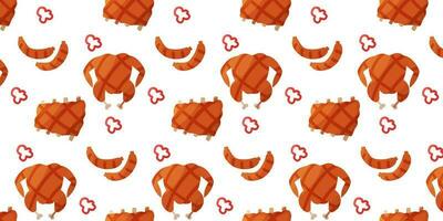 meat bbq grill fry kitchen pattern background vector