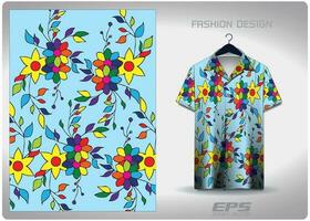 Vector hawaiian shirt background image.cosmos flower pattern design, illustration, textile background for hawaiian shirt,jersey hawaiian shirt