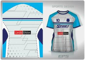 Vector sports shirt background image.blue white technology pattern design, illustration, textile background for sports t-shirt, football jersey shirt