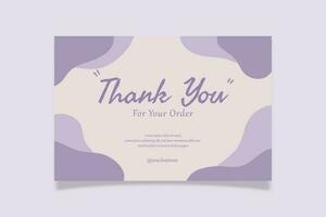 Beautiful Thank You Card Purple Pastel Design Template Decorated with Organic Blob Object. Suitable For Online Business Fashion, Beauty, Cosmetic, Food Cake, Etc vector