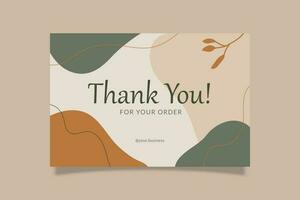 Printable Thank You Card Green Orange Aesthetic Design Template. Suitable For Small Online Business Purchase Fashion, Beauty, Cosmetic, Florist, Etc vector