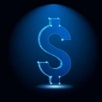 Dollar sign with abstract mesh line. Accounting, Business, financial sign. Polygonal wireframe and low poly vector concept.